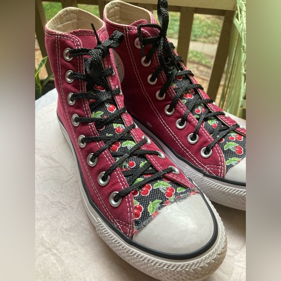 Converse Chuck Taylor All Star Classic High Top Upcycled Cherry Women 9 Men 7 - Picture 3 of 14